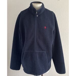 Men's BROOKS BROTHERS Teddy Fleece Jacket XL Navy BLUE w/Red BB Logo